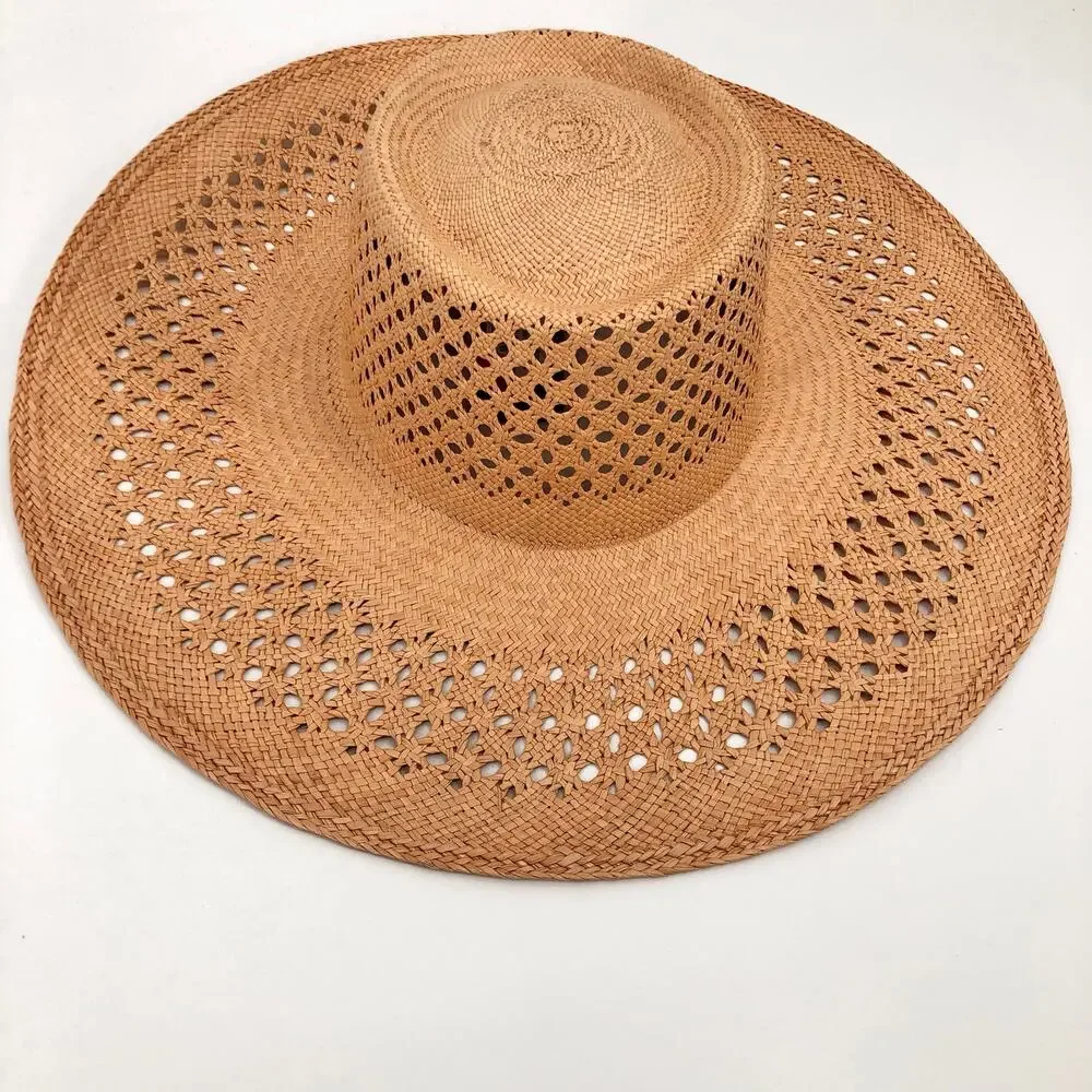 BRAND NEW Van Palma Opale Junior Woven Toquilla Straw Large Brim Hat Size Large